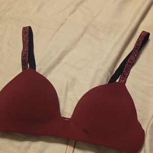 Elegant Burgundy Bra with Black Straps